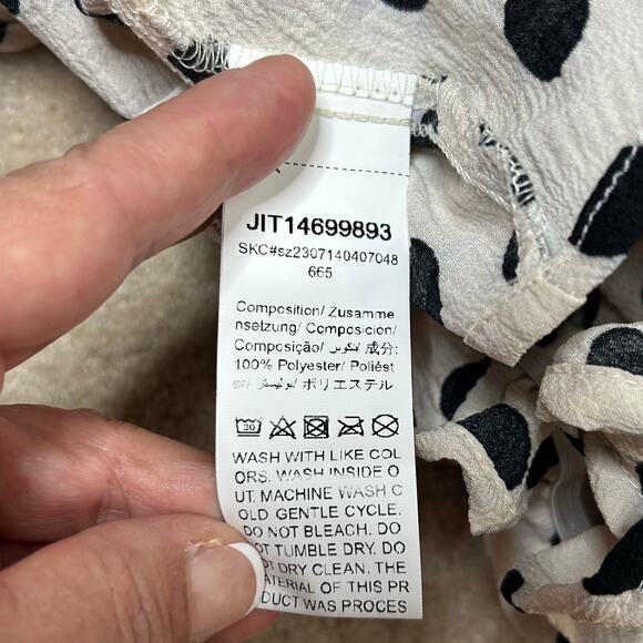 SHEIN Frenchy Polka Dot Print Tie Front Short Puff Sleeve Blouse Sz M - Picture 12 of 12